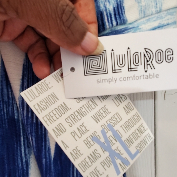 LulaRoe Emily Longsleeve Swing Dress 🆕️✨️XL Blue and White - Picture 4 of 6